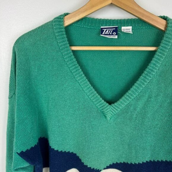 Vintage 1980s Tail ramie Cotton Graphic Pullover - Abstract Cozy Vibes 80s - Picture 3 of 11